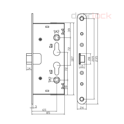 Огнестойкий замок Doorlock V 1901/65 (серия Variant)