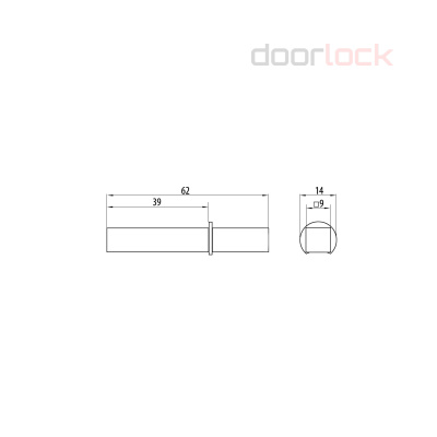Шток для пассивных створок 9x9мм длиной 62 мм для механизма антипаник