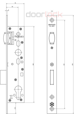 Замок дверной с роликом DL302 30/24/8, цилиндровый, нержавеющая сталь