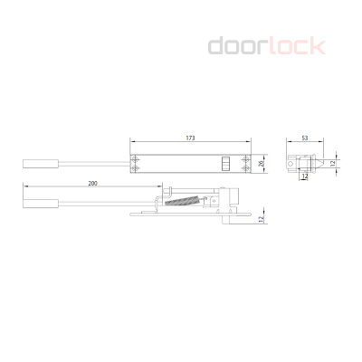 Шпингалет автоматический DL FAB/M/200/SSS нержавеющая сталь, длина хода 16мм, планка 26х171мм, шток 200мм
