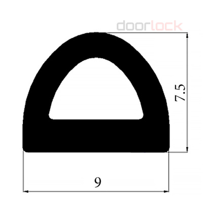 &quot;Уплотнитель дверной  DOORLOCK EPDM D-образный  7,5х9мм, черный, самоклеящийся,  рулон 100м&quot;