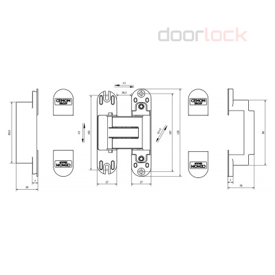 Дверная петля CEMOM ESTETIC 27 3D скрытая, матовый хром