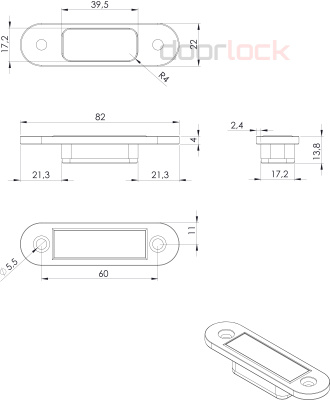 Магнитное устройство удержания двери в закрытом положении Bonaiti B-MAG, серый
