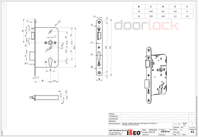 Замок дверной огнестойкий DL1769SL/B/55mm/SS